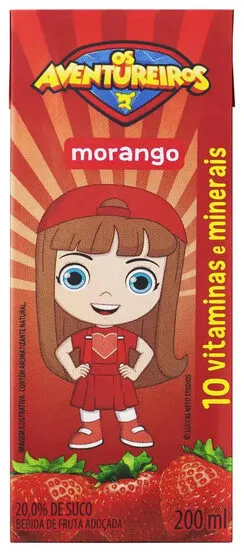 Bebida Adoçada Morango Os Aventureiros Caixa 200ml