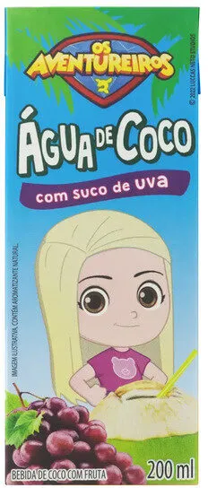 água De Coco Uva Os Aventureiros Caixa 200ml