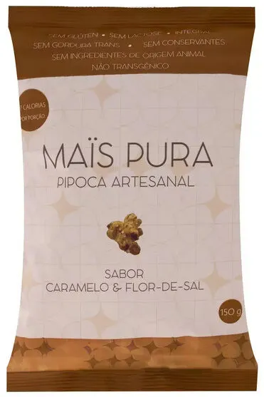 Pipoca Pronta Artesanal Caramelo Flor De Sal Maïs Pura Pacote 150g