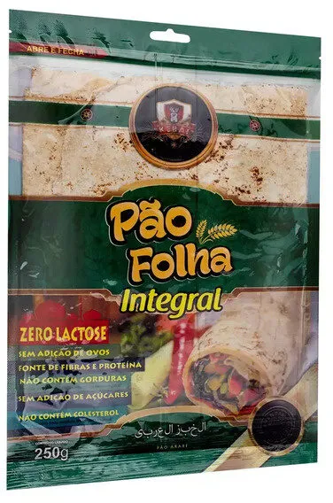 Pão Folha árabe Integral Zero Lactose Kebai Pacote 250g