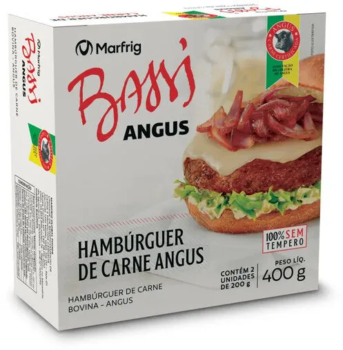 Hambúrguer De Carne Bovina Angus Bassi Caixa 400g 2 Unidades