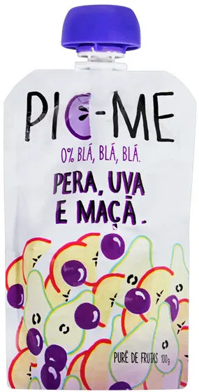 Purê De Frutas Pera, Uva E Maçã Pic Me Squeeze 100g
