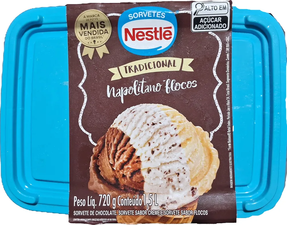 Sorvete Napolitano Flocos Tradicional