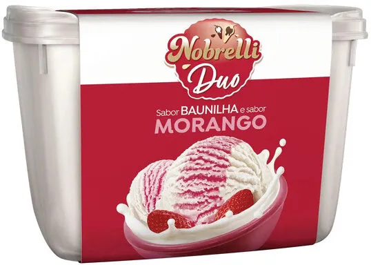 Sorvete Baunilha E Morango Nobrelli Duo Pote 1,8l