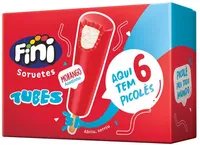 Pack Picolé Morango Azedinho Fini Tubes Caixa 270g 6 Unidades