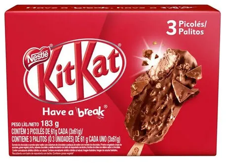 Pack Picolé Kitkat Nestlé Caixa 183g 3 Unidades