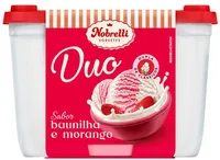 Sorvete Baunilha E Morango Nobrelli Duo Pote 1,3l