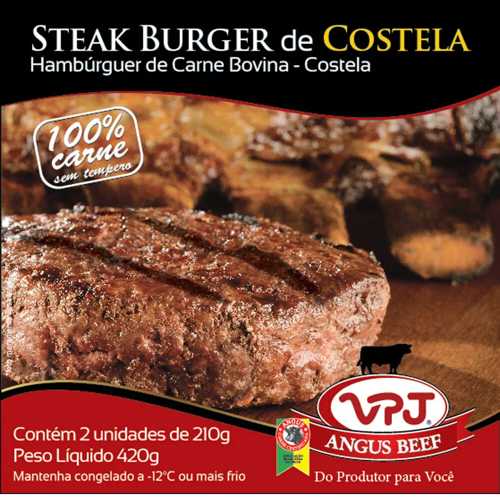 Hambúrguer De Carne Bovina Costela Black Angus Vpj Caixa 420g 2 Unidades
