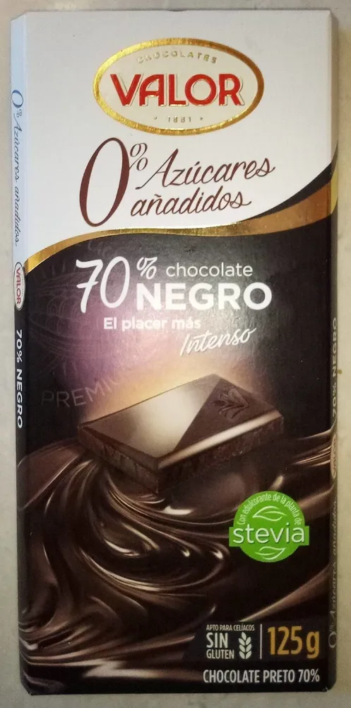 Chocolate Negro 70% sin azucares anadidos