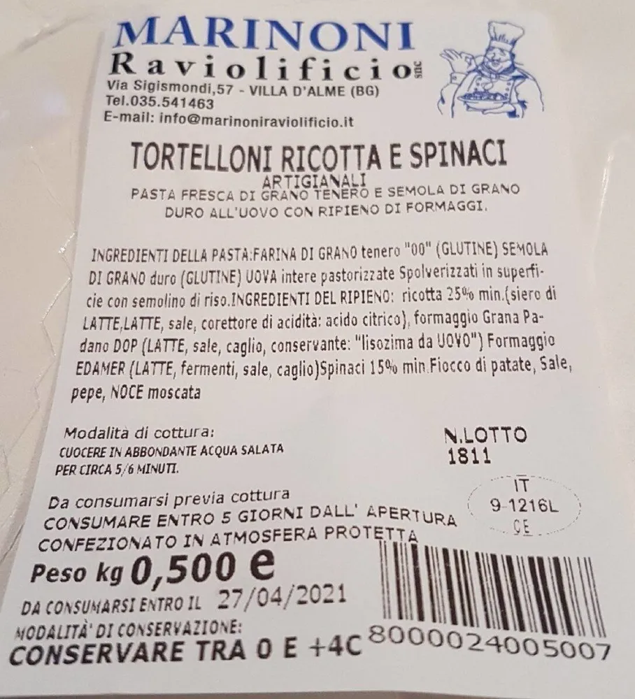 Tortellini ricotta e spinaci