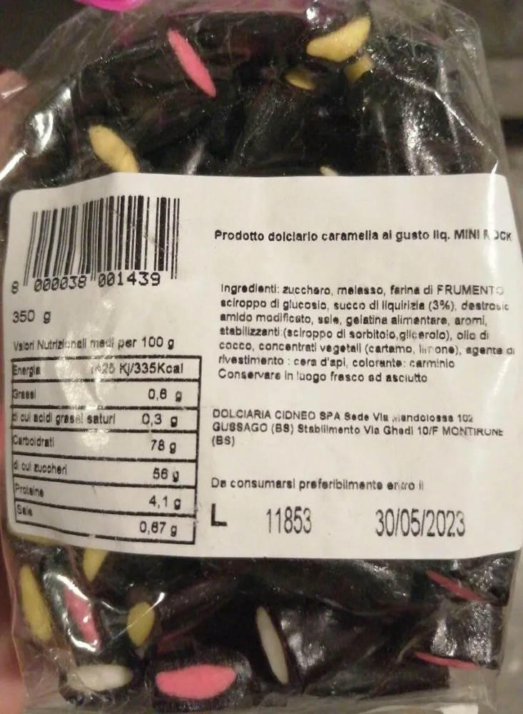 Caramelle gusto liquirizia mini rock