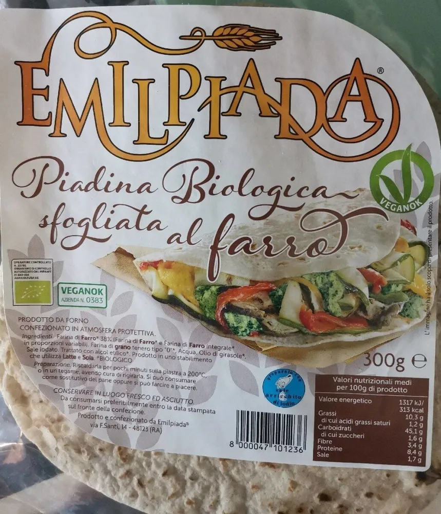 Piadina biologica sfogliata al farro