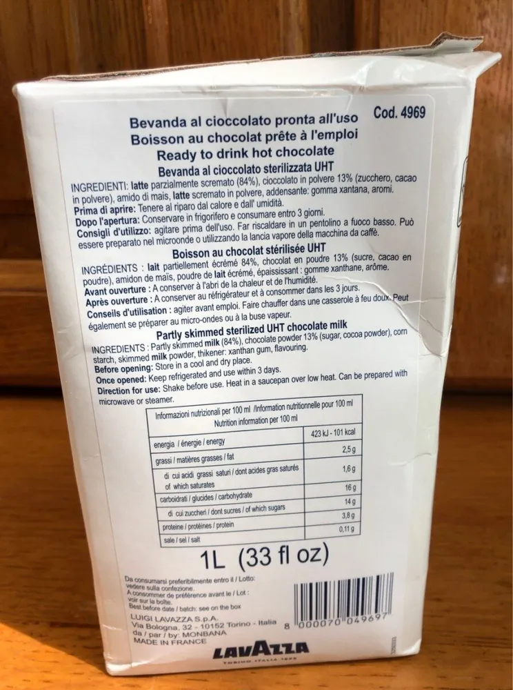 Boisson au chocolat prête a l'emploi