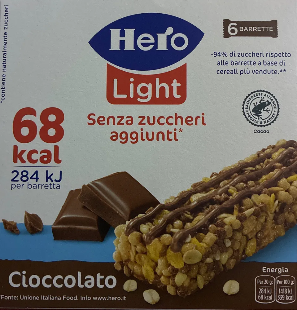 Barrette Hero Light al Cioccolato