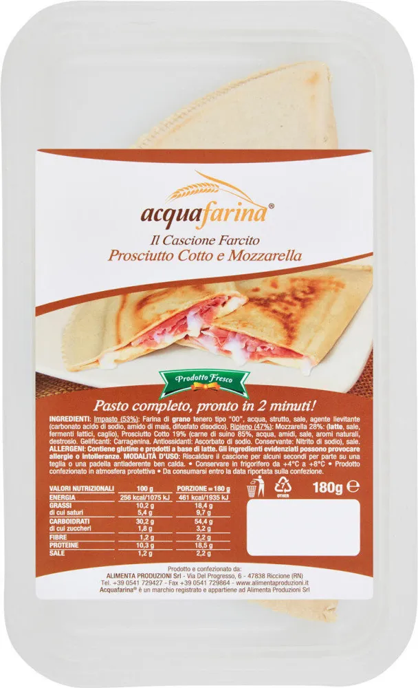 Il cascione farcito prosciutto cotto e mozzarella
