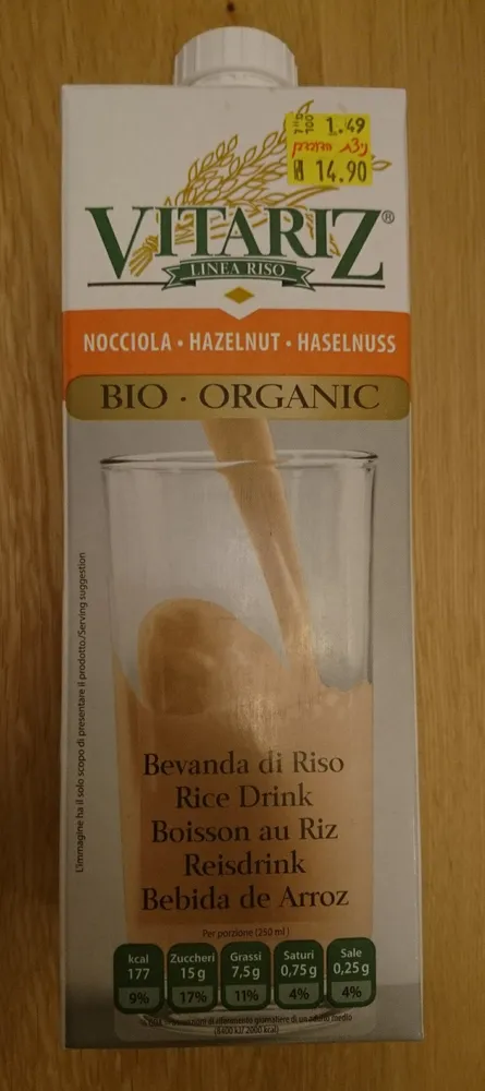 Boisson au riz bio et noisette