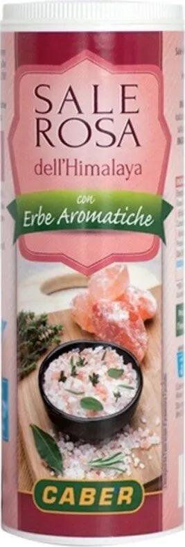 Sale rosa dell'himalaya con erbe aromatiche