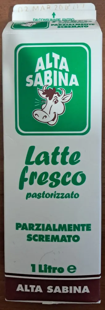 Latte fresco pastorizzato parzialmente scremato Alta Sabina