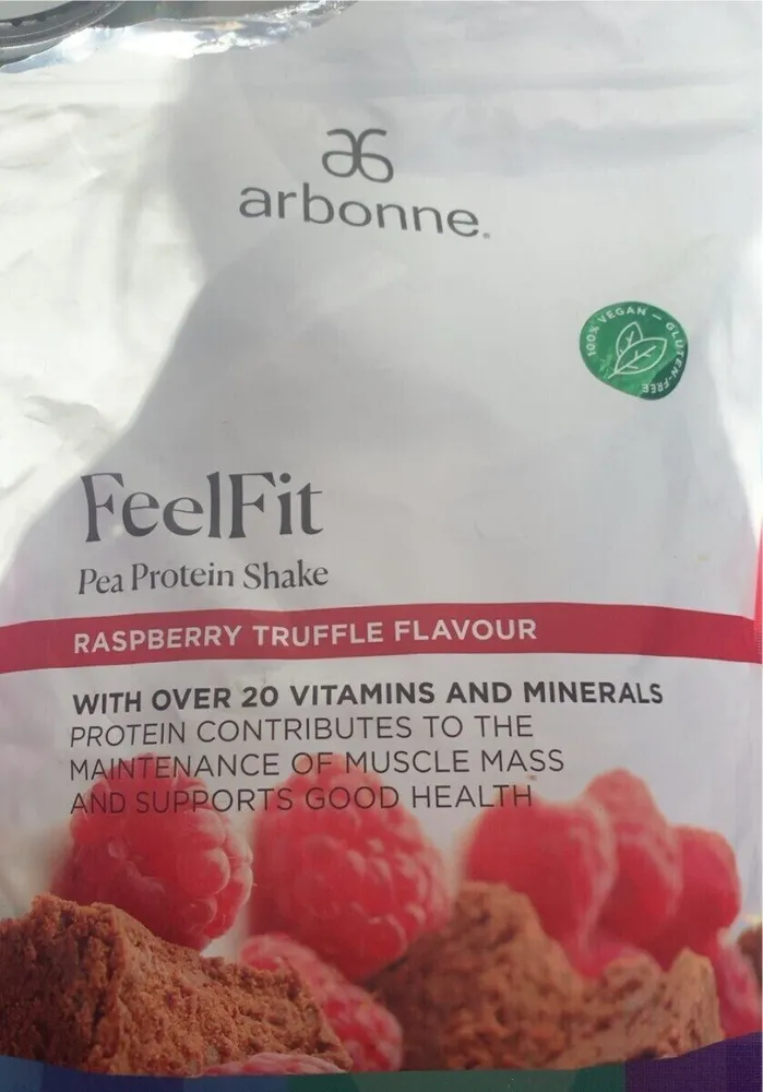 Feelfit pea protein shake raspberry truffle