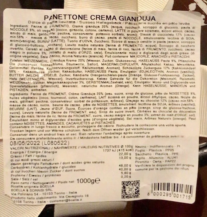 Panettone crema gianduja