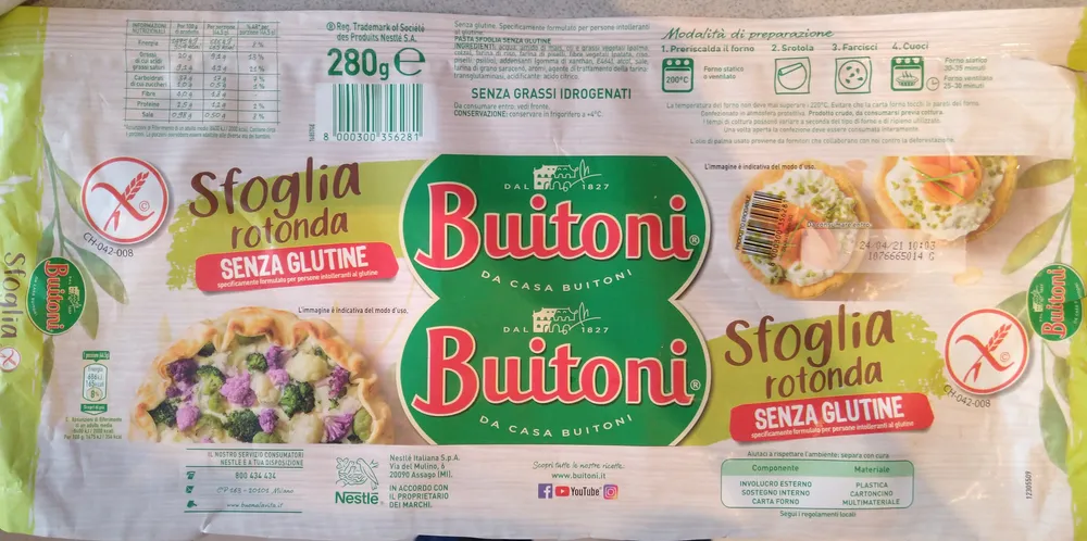 Sfoglia rotonda senza glutine