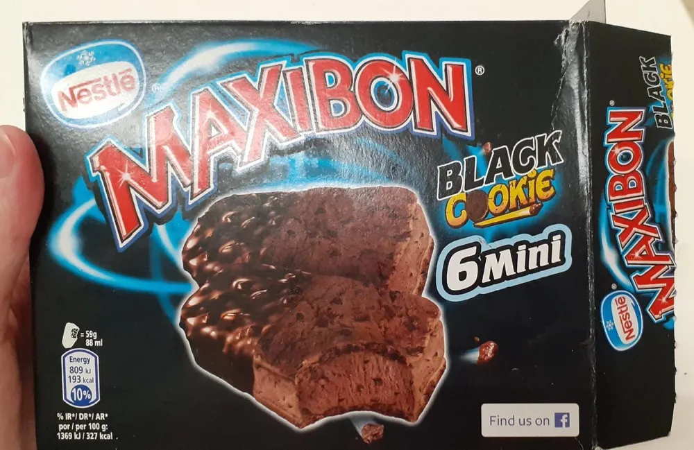 Maxibon cookie black mini sándwich de galleta con helado