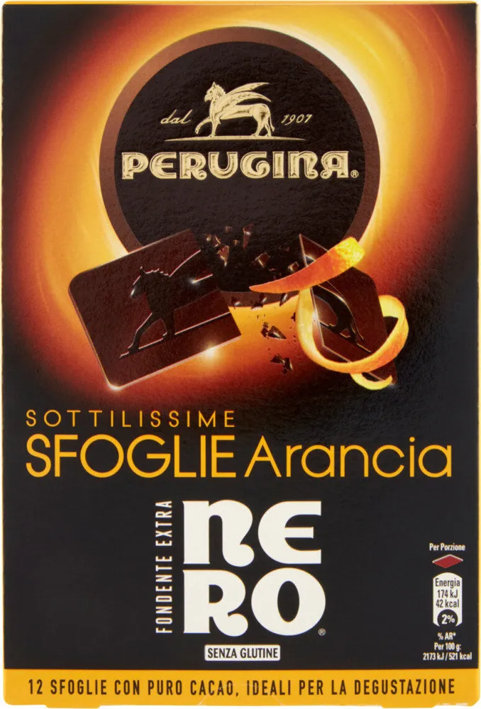 Nero sfoglie sottilissime arancia sfoglie di