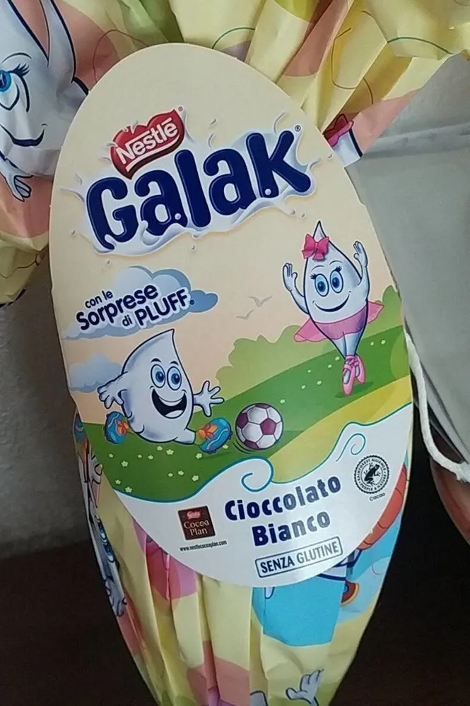Galak della Nestlè uovo di cioccolato bianco senza glutine
