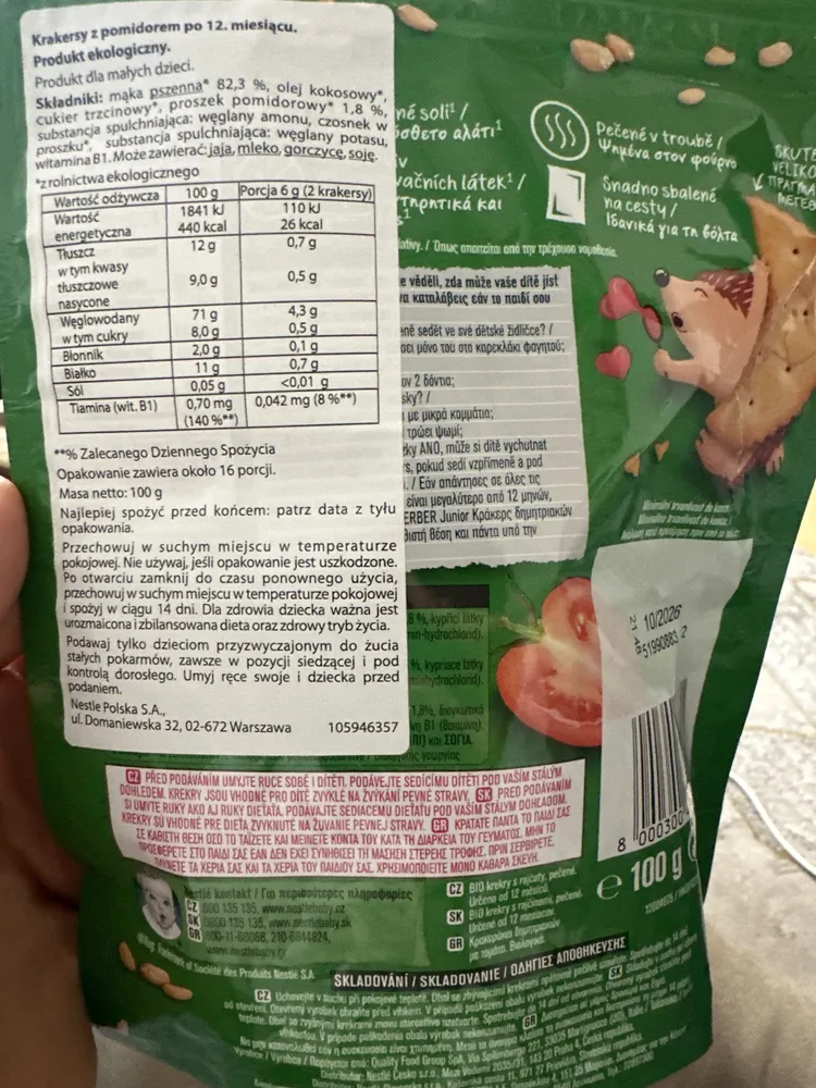 Krakersy z pomidorem po 12 miesiącu