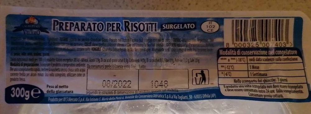 Preparato per risotti