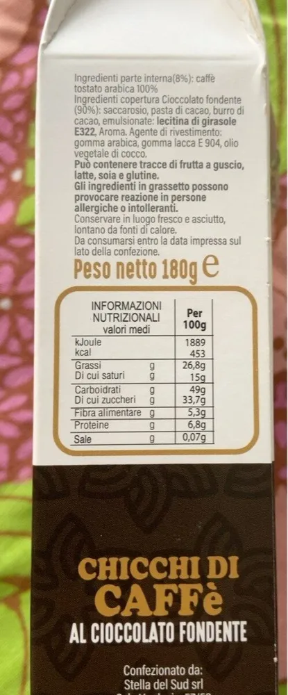 Chicchi di caffe al cioccolato fondente