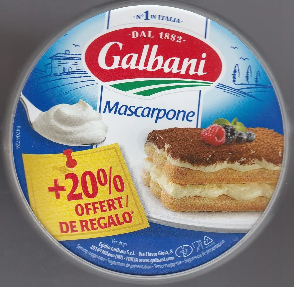 Mascarpone Galbani 250g + 20% gratuit= 300g