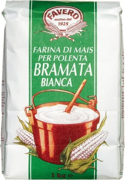 Farina di mais bramata bianca per polenta