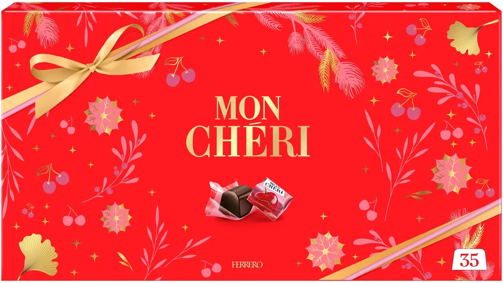 Boîte cadeau de chocolats cerise et liqueur