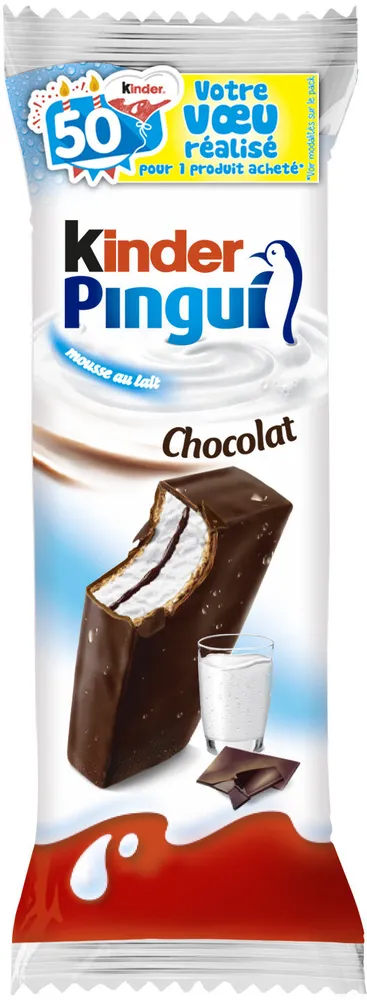 pingui cacao (gouter frais genoise fourree lait et cacao enrobee de chocolat fin )