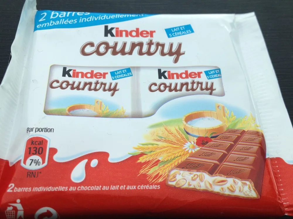 Kinder country - Barres individuelles au chocolat au lait et aux céréales