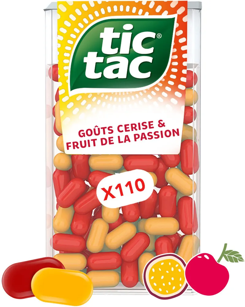 Bonbons Tic Tac x110 pastilles CERISE FRUIT DE LA PASSION - 54g