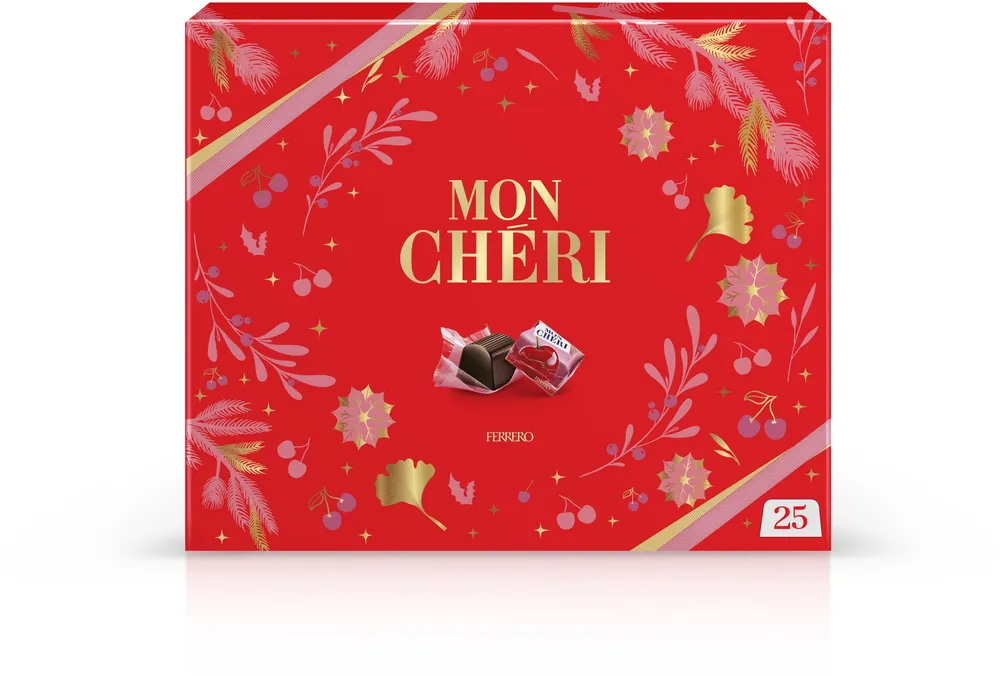 Boîte cadeau aux chocolats cerise et liqueur