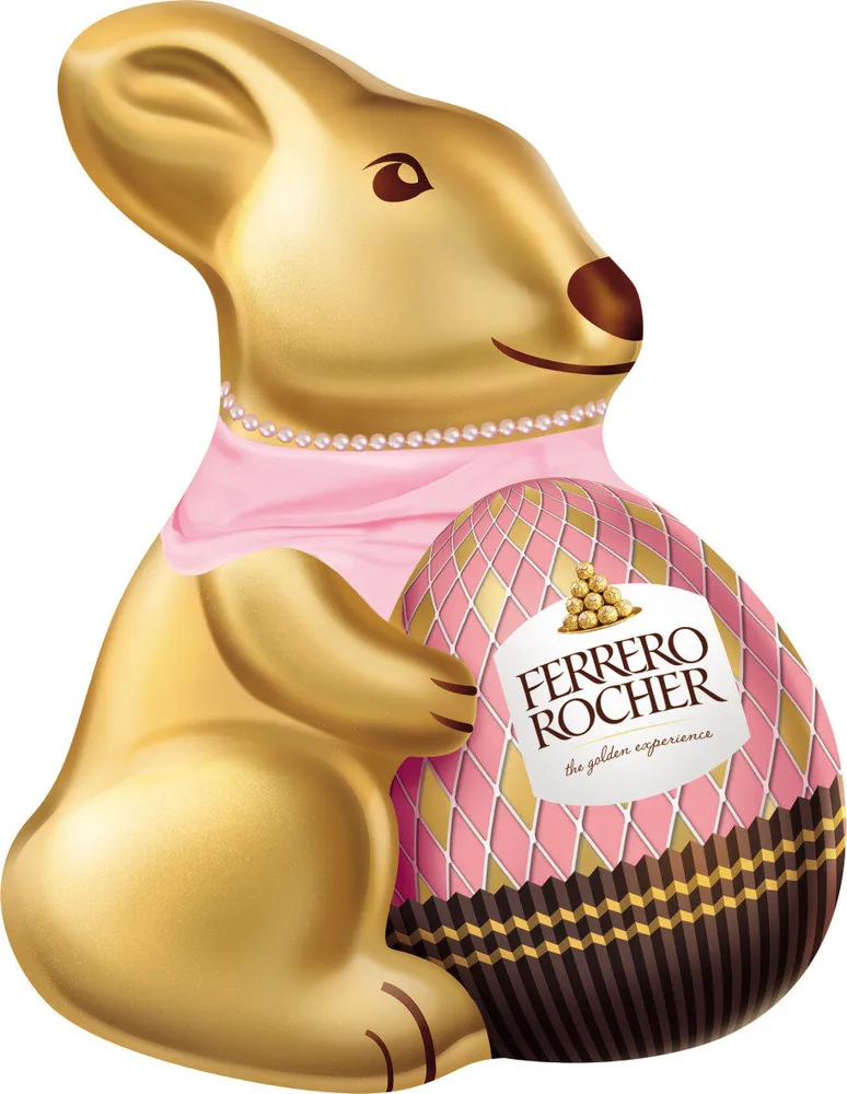 Pâques ferrero rocher moulage lapin chocolat au lait avec eclats de noisettes