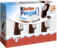 Kinder Pingui génoise chocolat noir, fourrée lait et cacao x6 - 180g