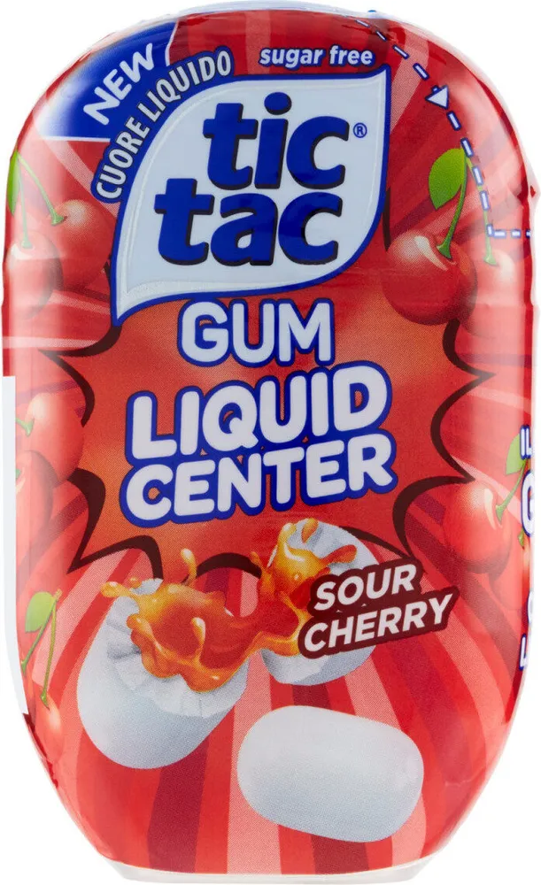 Gum liquid center sour cherry