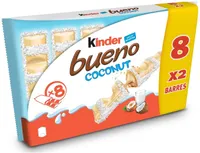 Kinder bueno white coco gaufrettes enrobees de chocolat blanc 8 x2 barres