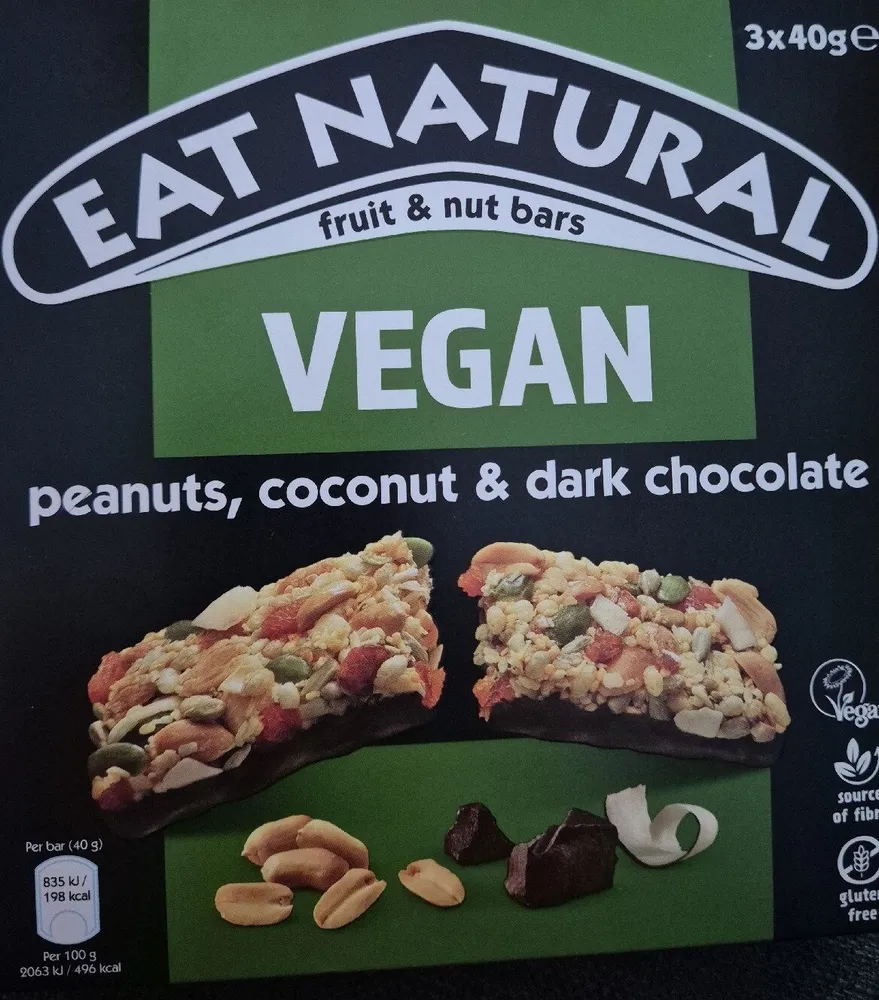 Eat Natural Vegan Peanuts Coconut And Dark Chocolate