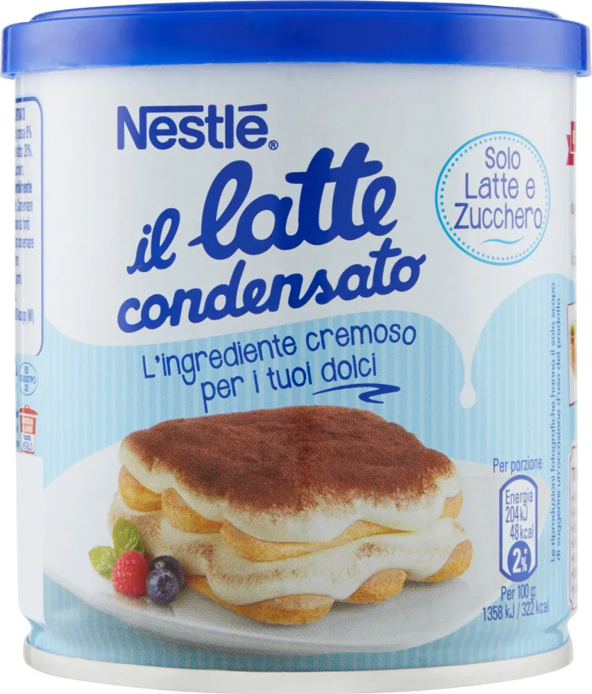 Il latte condensato latte concentrato zuccherato latta