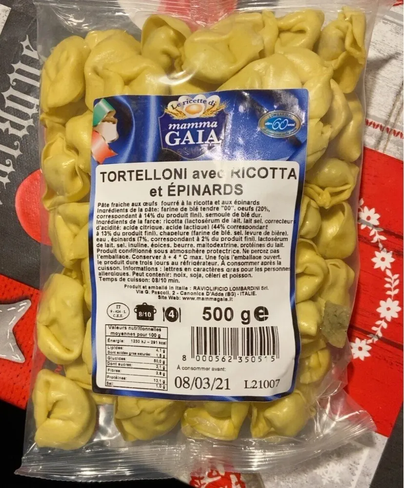Tortelloni avec ricotta et épinards