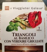 Triangoki al basilico con verdure grigliate