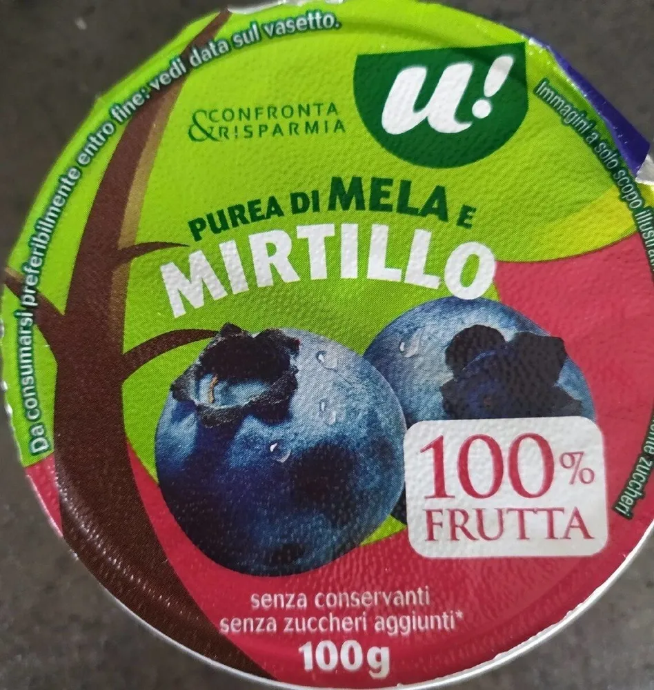 Purea di mela e mirtillo