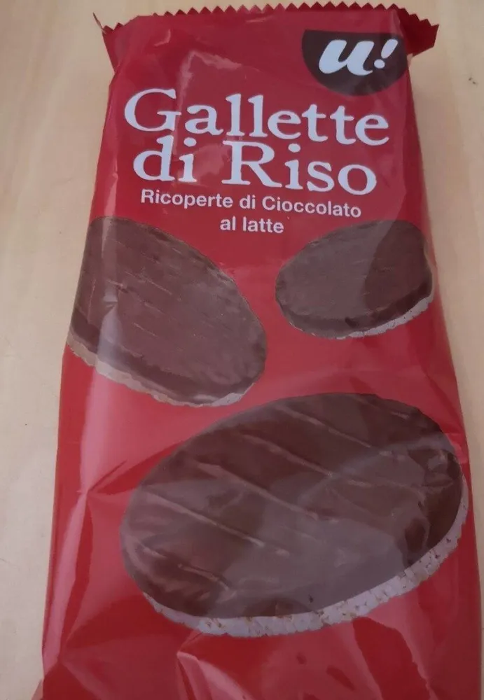 Gallette di riso ricoperte di cioccolato al latte