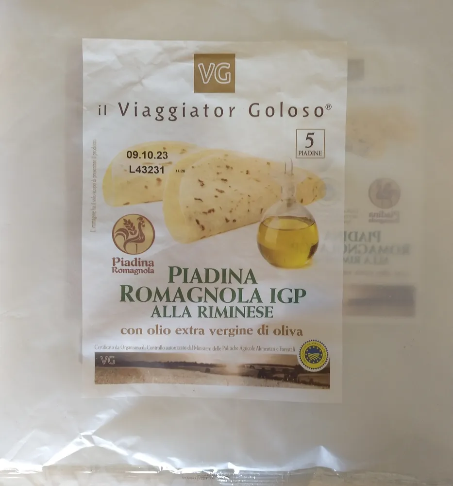 Piadina Romagnola IGP alla Riminese con olio extravergine di oliva