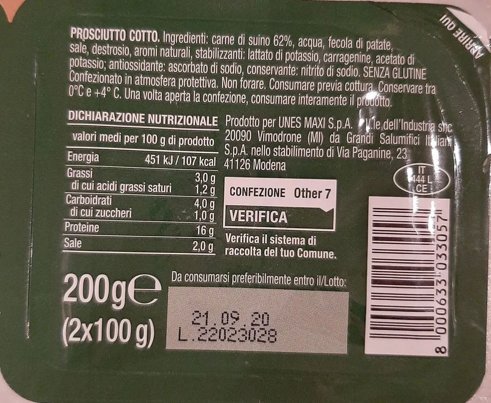 Prosciutto cotto